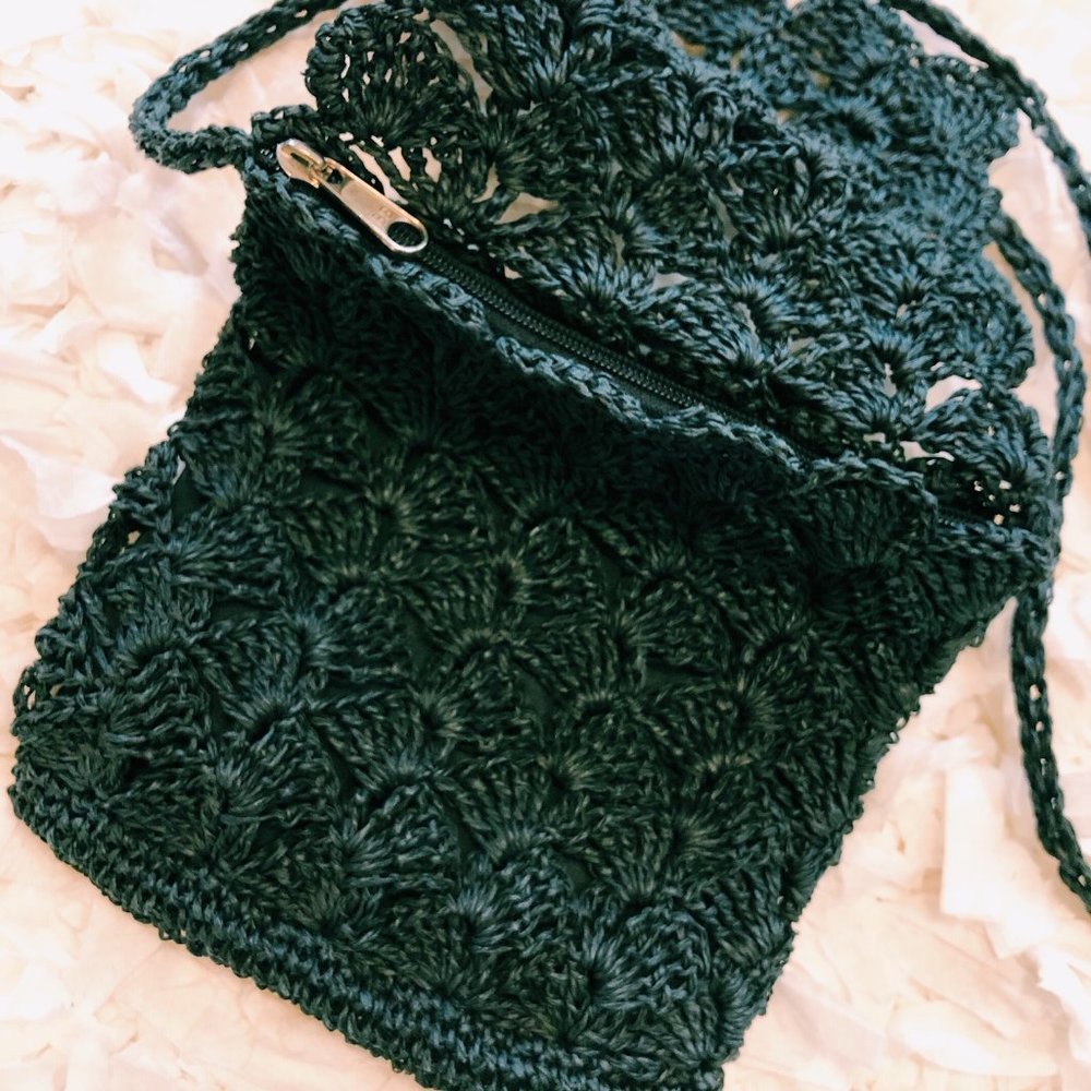 Vintage Black Woven Mini Crossbody Zipper Purse - Picture 4 of 7